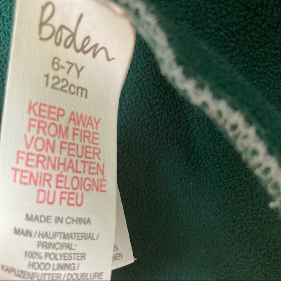 Boden Full Zip Hoodie Jacket Gray Yellow with thumb hole Sz 6-7 Y (122cm)unisex - Picture 4 of 5